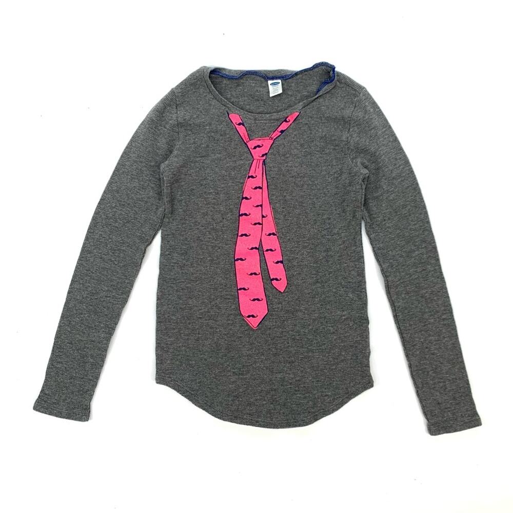 Gray Neck Tie Long Sleeve Thermal